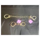 Vintage Peerless Handcuffs and Chain Set, Springfield Mass.