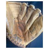 Pair of Vintage Rawlings and Mizuno Leather Baseball Gloves