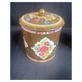 Collection of 7 Decorative Vintage Tin Tea Canisters