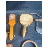 Antique Kitchen Utensil Collection with Choppers and Wooden Tools
