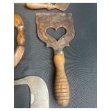 Antique Kitchen Utensil Collection with Choppers and Wooden Tools