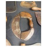 Antique Kitchen Utensil Collection with Choppers and Wooden Tools