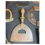 Antique Kitchen Utensil Collection with Choppers and Wooden Tools