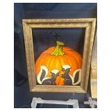 Collection of 5 Antique and Vintage Wood Picture Frames with Folk Art Skunk Painting