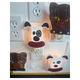 Collection of Handcrafted Glass Animal Night Lights on Light Up Display Board - untested