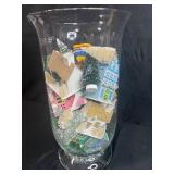 Glass Vase with Miniature Holiday Village Houses and Trees