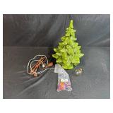 Ceramic Lighted Christmas Tree with Bulbs, Wiring, and Bulb, 13 Inches Tall - untested