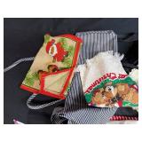 Collection of Vintage Linens, Handkerchiefs, and Doilies with Lace Trim and Holiday Motifs