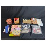Holiday and Gift Assorted Lot with Santa Ornament, Tin, Gift Bags, and Cards