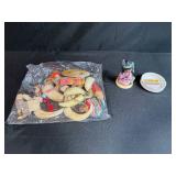 Vintage Goebel Figurine, Westward Look Resort Ashtray, and Wooden Toy Lot