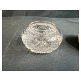 Lot of 2 Vintage Hair Receivers - Cut Glass (missing top) and Hand Painted Ceramic with Swan Motif