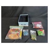 Collection of Assorted Craft Beads and Plastic Rings with Storage Box
