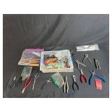 Large Collection of Hand Tools and Specialty Pliers in Organizer Box