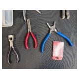 Large Collection of Hand Tools and Specialty Pliers in Organizer Box