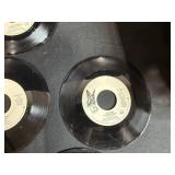 Vintage 45 RPM Vinyl Record Collection Most with Sleeves in Cardboard Box