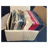 Vintage 45 RPM Vinyl Record Collection Most with Sleeves in Cardboard Box