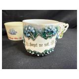 Collection of 5 Antique Porcelain Cups with Boxed Composition Medallion, Germany and Ship Motifs