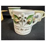 Collection of 5 Antique Porcelain Cups with Boxed Composition Medallion, Germany and Ship Motifs