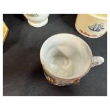 Collection of 5 Antique Porcelain Cups with Boxed Composition Medallion, Germany and Ship Motifs