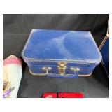 Vintage Assortment: 2 Domino Sets, Johnny Lightning Car, Crochet Doilies, Handkerchiefs, Mini Suitcases