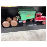 Buddy L Express Line Vintage Toy Truck, Books, and 20lb Dumbbells Set