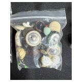Collection of Assorted Vintage and Novelty Buttons with Green Ceramic Yarn Bowl