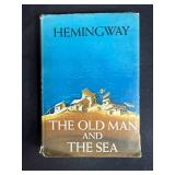 1952 The Old Man and the Sea by Ernest Hemingway with Vintage Mouse Cat Bookmark