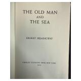 1952 The Old Man and the Sea by Ernest Hemingway with Vintage Mouse Cat Bookmark