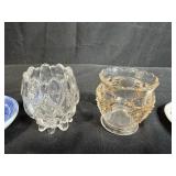 Collection of Miniature Porcelain, Glass and Decorative Items Including Vintage Red Box and Crystal Clown Figurine