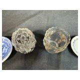 Collection of Miniature Porcelain, Glass and Decorative Items Including Vintage Red Box and Crystal Clown Figurine