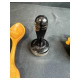 Set of Hand Carved Wooden Spoons, Wooden Butter Mold, and Vintage Tamper