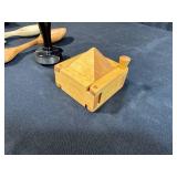 Set of Hand Carved Wooden Spoons, Wooden Butter Mold, and Vintage Tamper