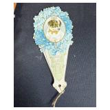 Vintage School and Writing Collectibles Lot with Prang Tin, Autographs Fan, and 1908 Calendar