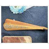 Vintage School and Writing Collectibles Lot with Prang Tin, Autographs Fan, and 1908 Calendar