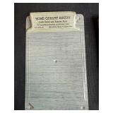 Vintage School and Writing Collectibles Lot with Prang Tin, Autographs Fan, and 1908 Calendar