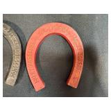 Vintage Western Collectibles Lot with Roy Rogers Horseshoes, Toy Horse, Wagon, Wall Art, and Cowboy Mug