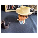 Vintage Western Collectibles Lot with Roy Rogers Horseshoes, Toy Horse, Wagon, Wall Art, and Cowboy Mug