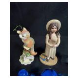 Collection of Figurines Including Calico Kittens, Van Harken Michelle, Glass Birds, and Decorative Pieces