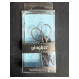 Lot of 4 Scissors Including Gingher Embroidery, Kitchen Shears, and 2 Gold Tone Scissors with Sheaths