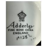 2 Bone China Teacup (one Adderley) and Saucer Sets with Ceramic Cat Creamer