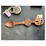 Collection of Vintage Tools and Curios including Padlocks, Wooden Bowl, and Antique Ulu Chopper