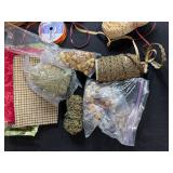 Vintage Sewing Craft Lot with Tin, Fabric, Lace, Beads and Patterns