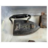 Collection of Vintage Sad Irons and Iron Accessories