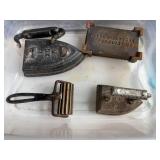 Collection of Vintage Sad Irons and Iron Accessories