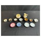 Collection of Miniature Porcelain and Ceramic Dishes and Pitchers, Japan and England Markings