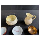 Collection of Miniature Porcelain and Ceramic Dishes and Pitchers, Japan and England Markings