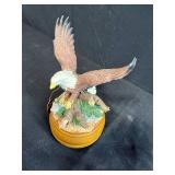 Bird Figurine Collection Including Westland Eagle Music Box, Crystal Bird and Wood Slice Art