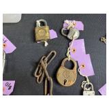 Collection of Vintage and Antique Padlocks with Keys and Chains