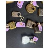 Collection of Vintage and Antique Padlocks with Keys and Chains