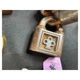 Collection of Vintage and Antique Padlocks with Keys and Chains
